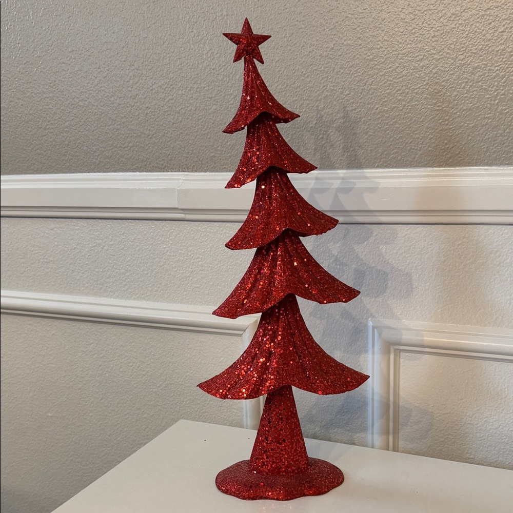 Red Glitter Holiday Tree Decoration